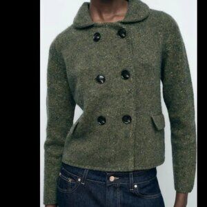 ZARA DOUBLE BREASTED WOOL BLEND JACKET - BRAND NEW WITH TAG- SIZE L